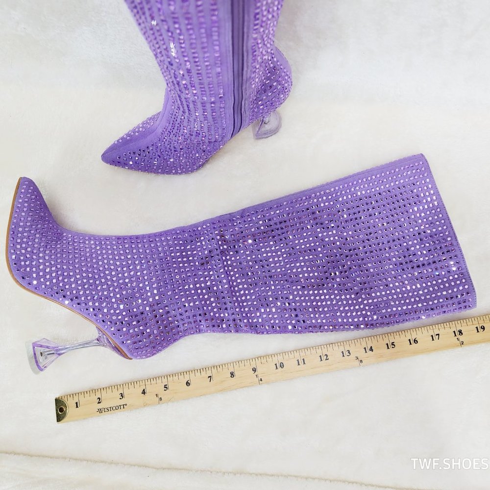 Women's Purple Rhinestone Boots - Picture 11 of 12
